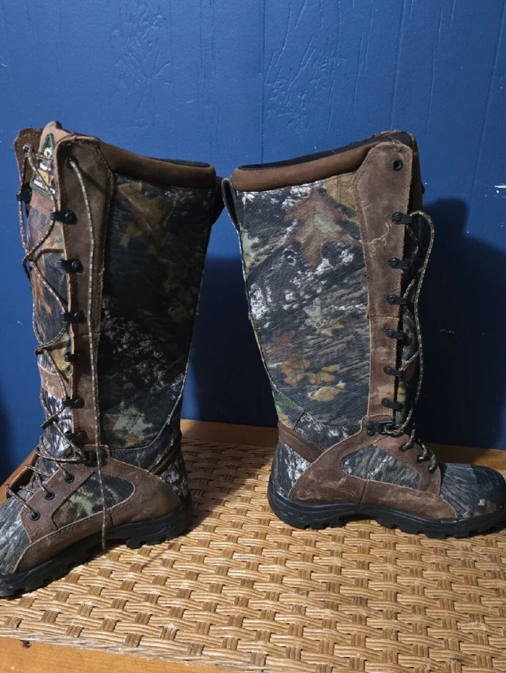 Rocky Men's Tall Lace-Up Camo Brown Snake Boots